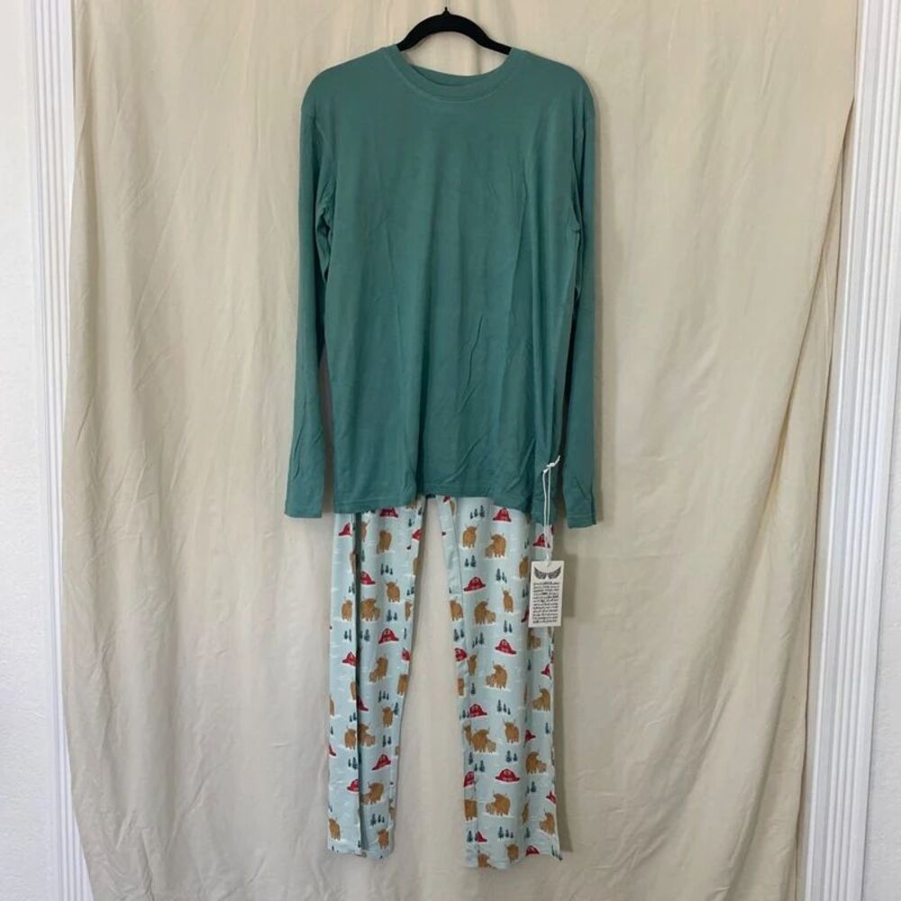 NWT Free Birdees Men's LS Pajama Set Winter Highland Cattle M